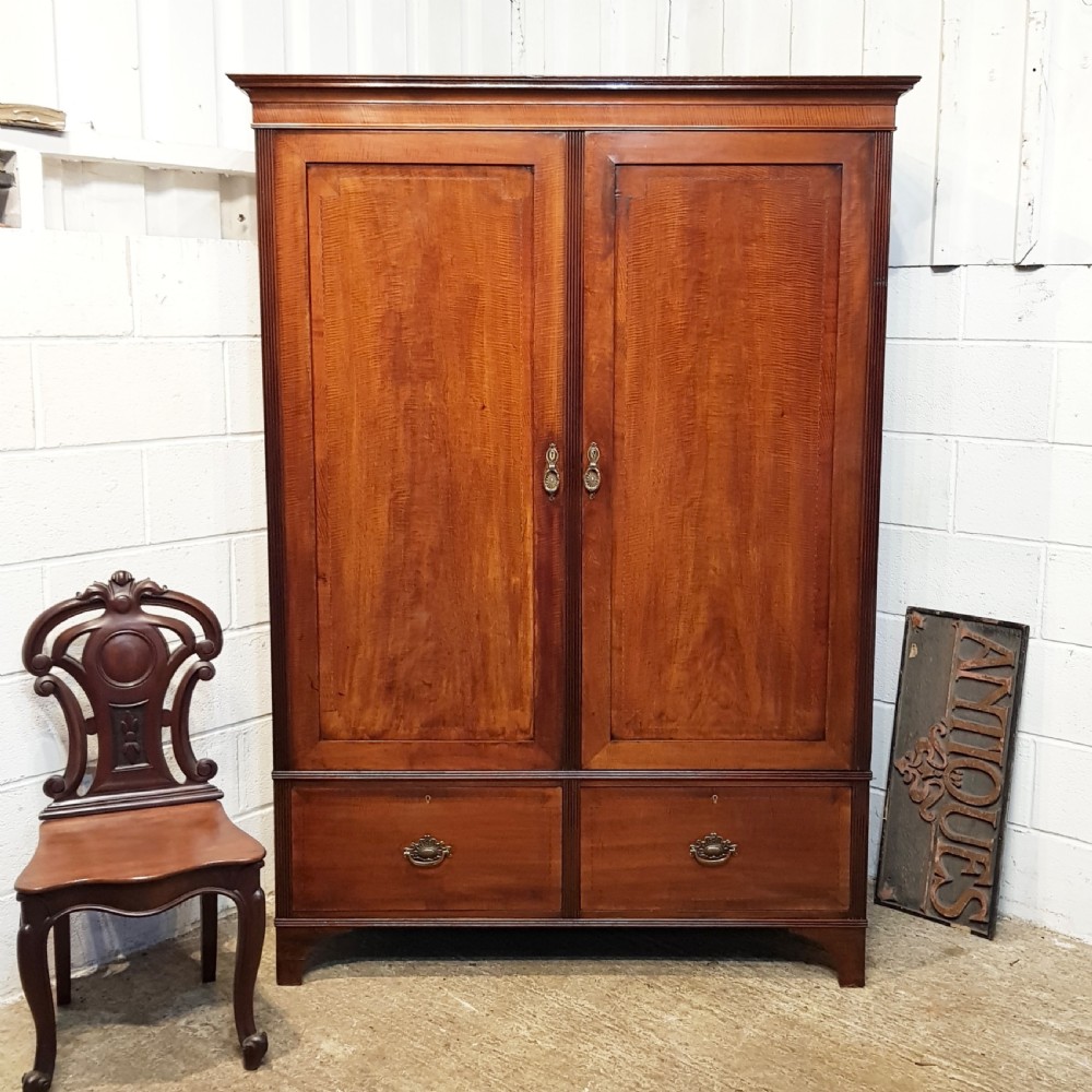 antique edwardian regency mahogany double wardrobe c1900