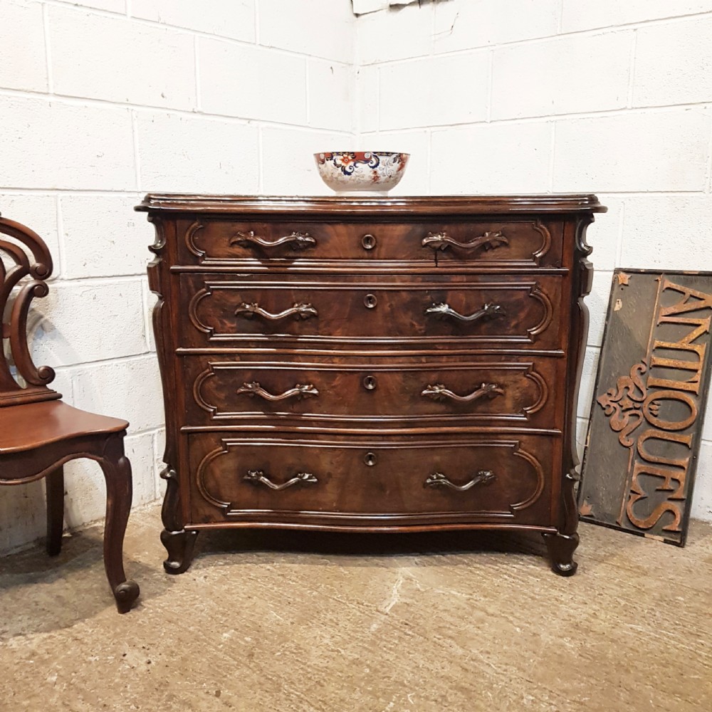 antique french walnut serpentine chest of drawers c1900