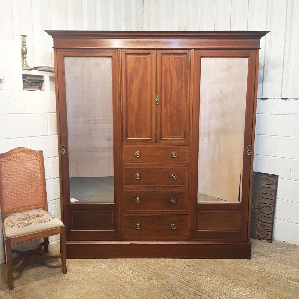 antique edwardian ahogany triple wardrobe compactum c1900