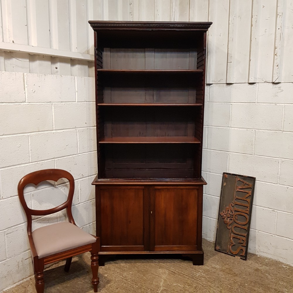 antique 18th century mahogany open bookcase on cupboard c1780