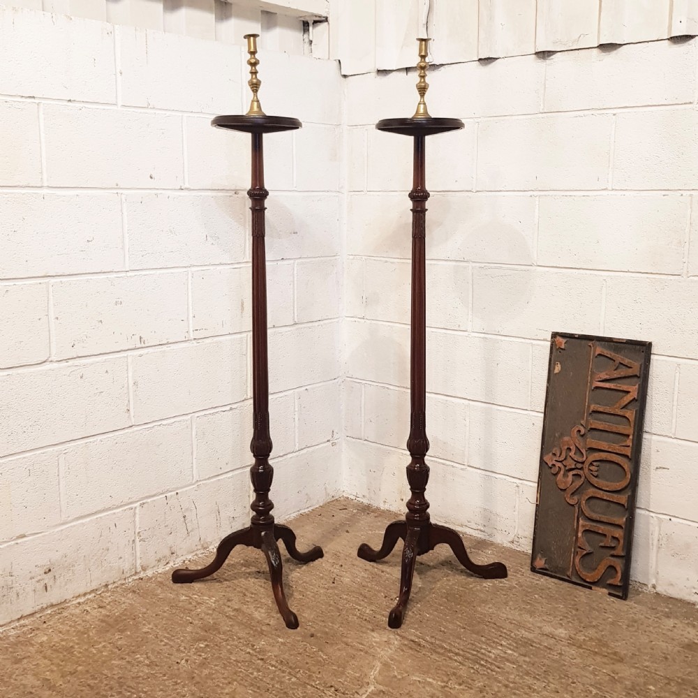 antique pair edwardian mahogany torcheres c1900