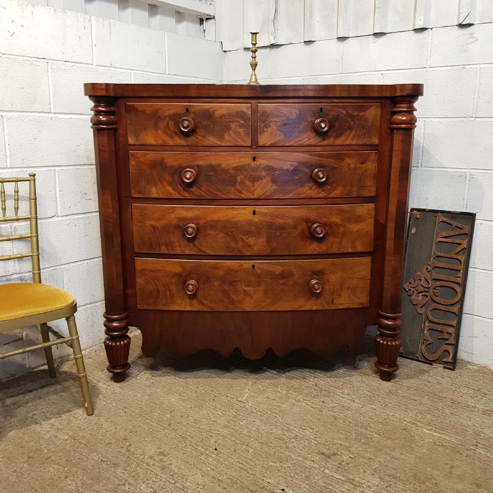 an antique victorian mahogany bow fronted scotch chest c1840