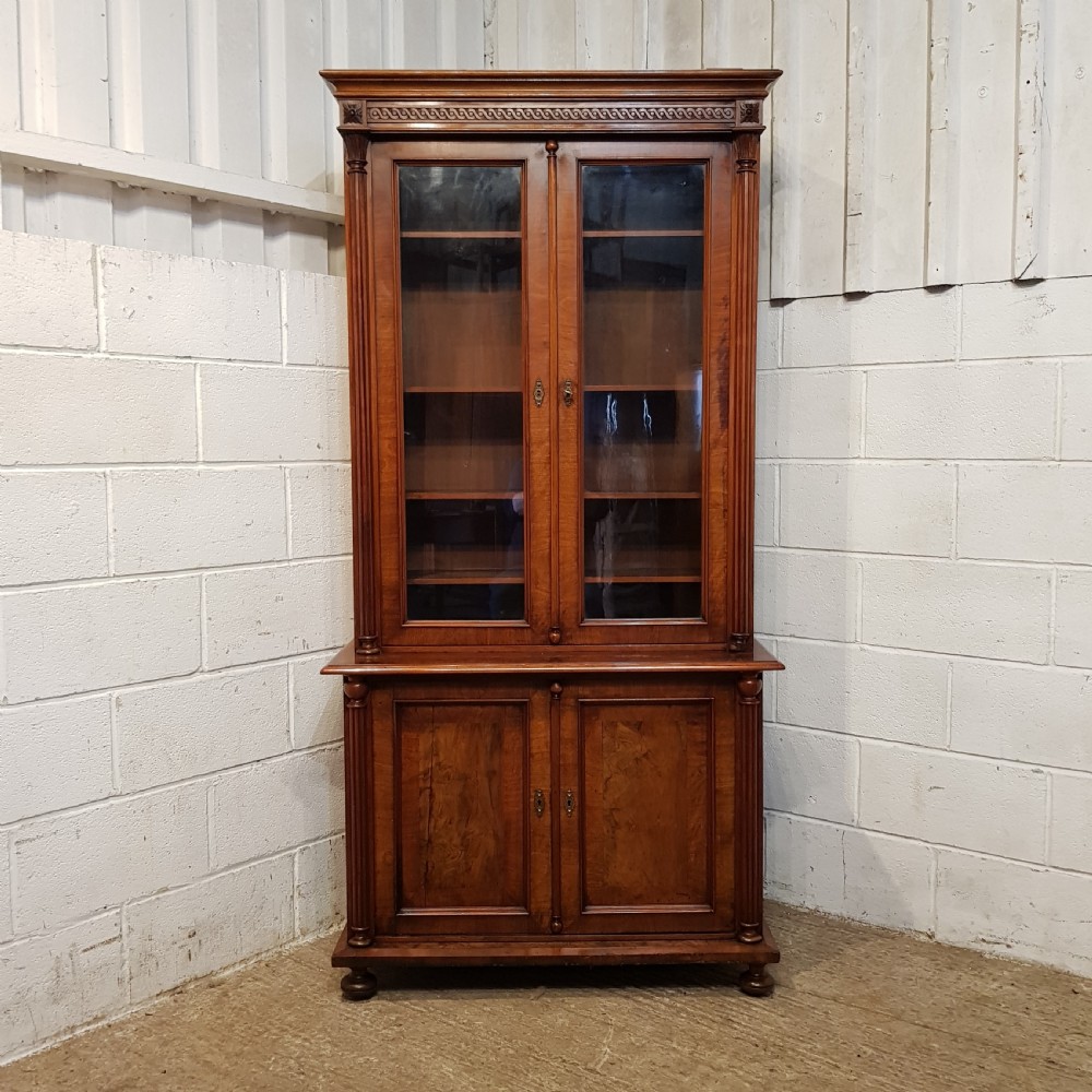an antique burr walnut biedermere bookcase c1880