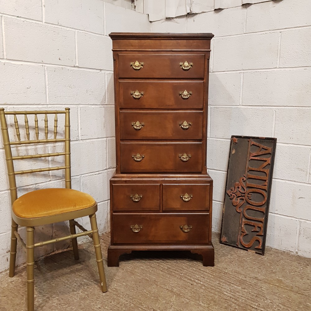 AN ANTIQUE WALNUT DWARF CHEST ON CHEST C1920 an antique walnut dwarf chest on chest c1920