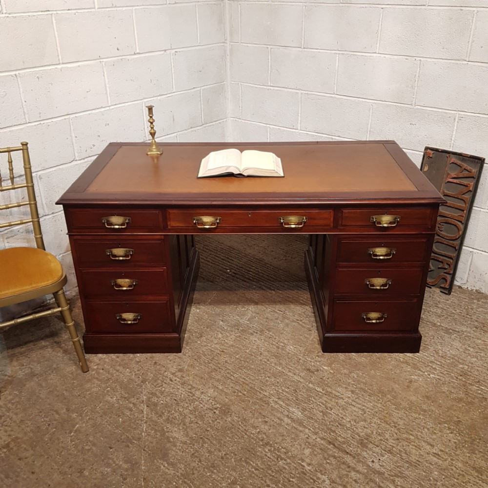 a late victorian large mahogany twin pedestal desk c1890