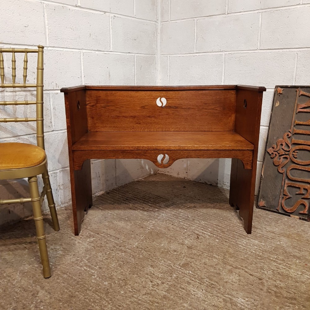 an edwardian oak arts crafts small bench c1900