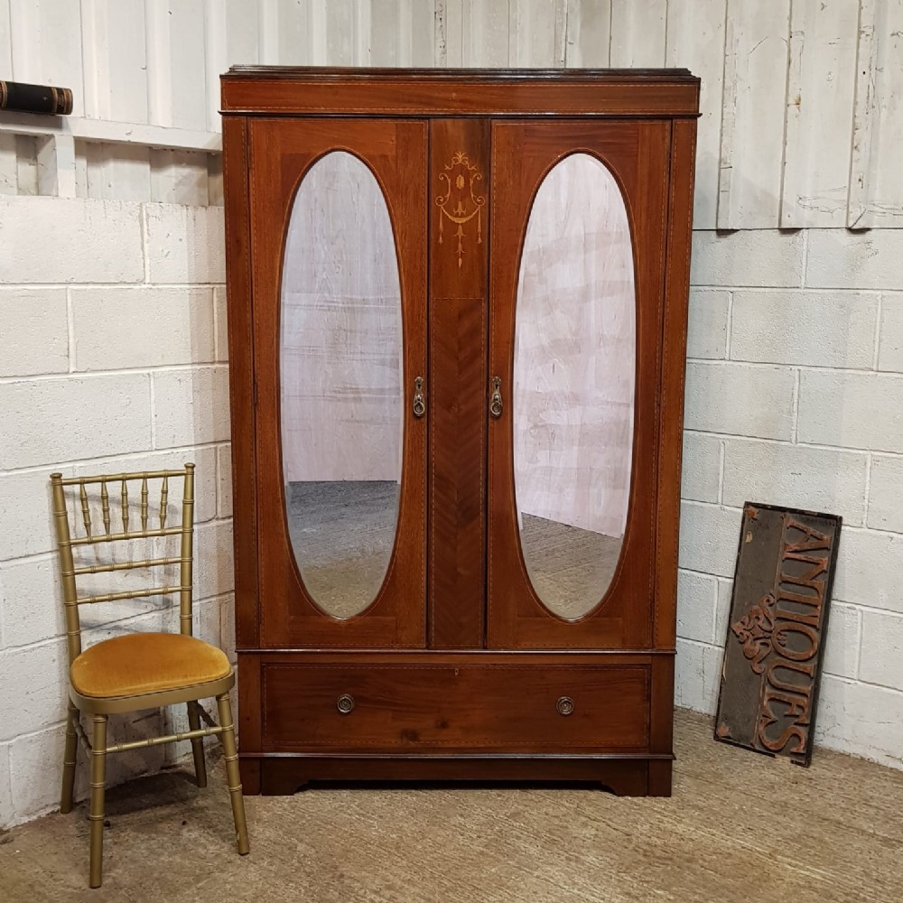 an edwardian mahogany double wardrobe c1900