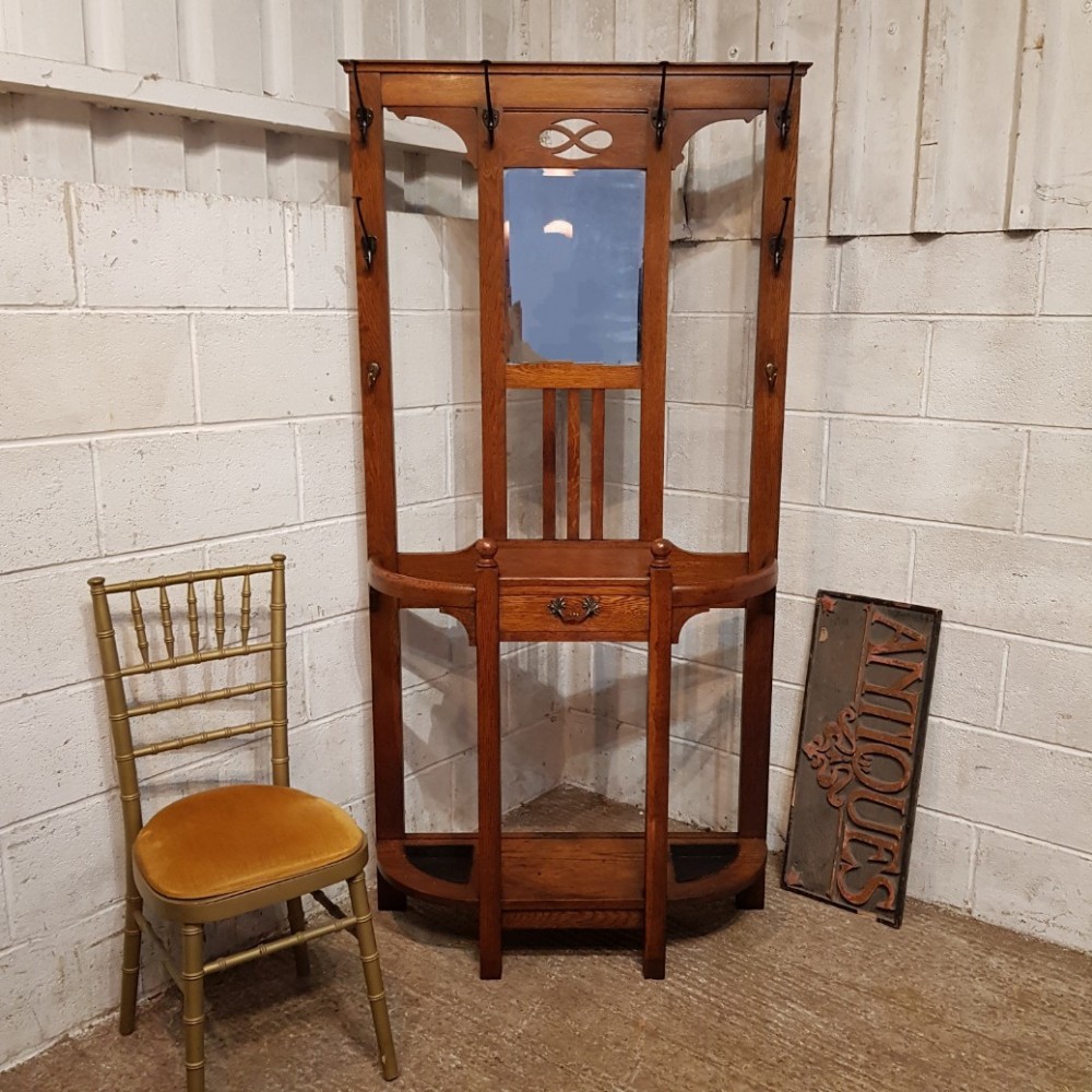 an edwardian oak hall stand c1900