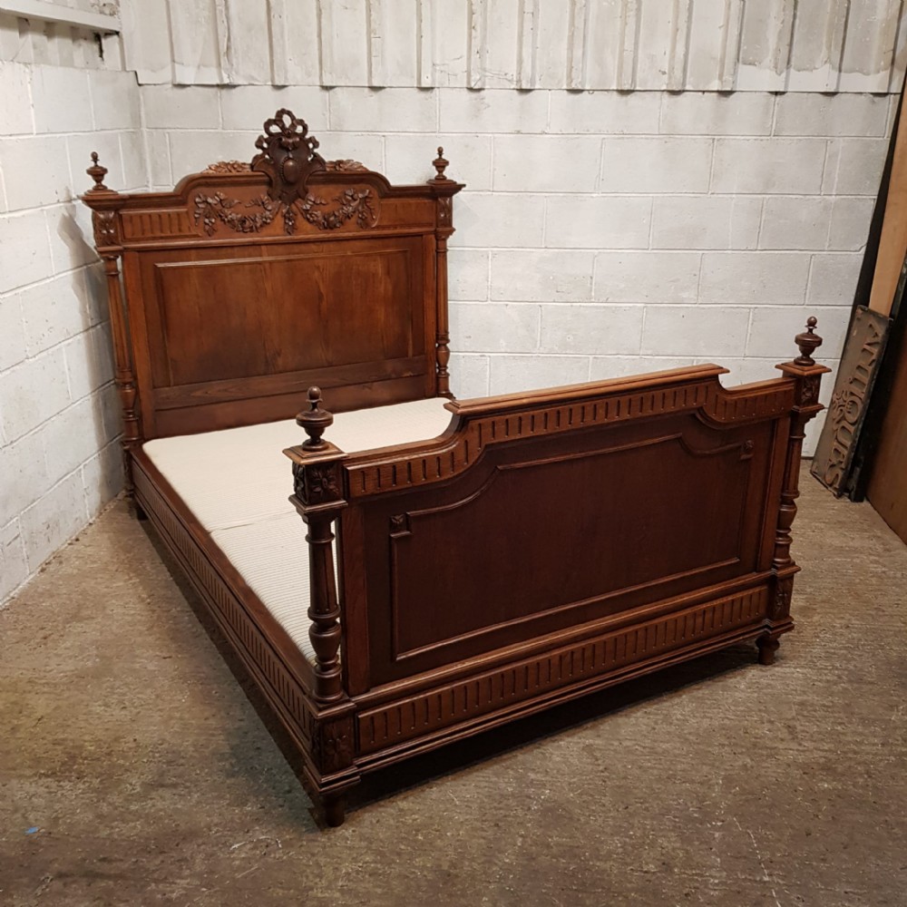 a french carved oak double bed c1890