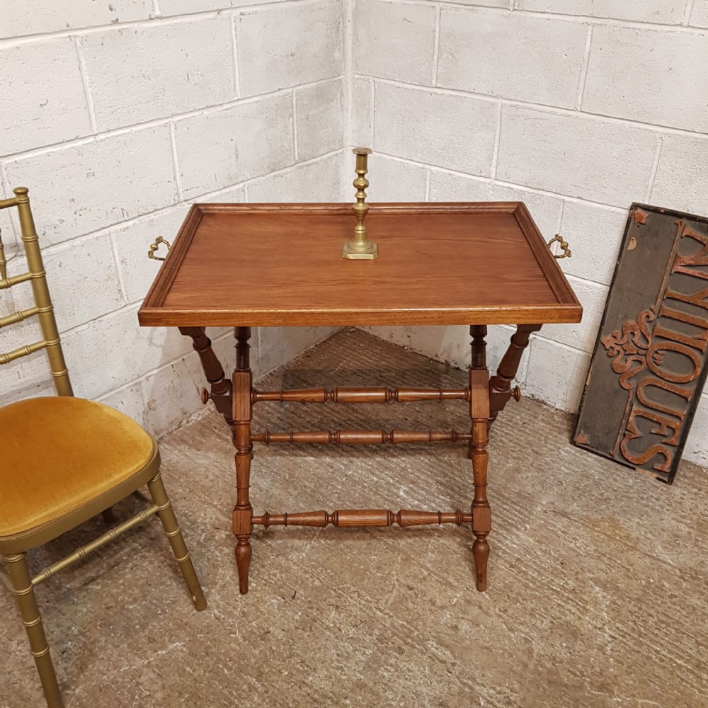 a victorian oak butlers tray with stand c1890