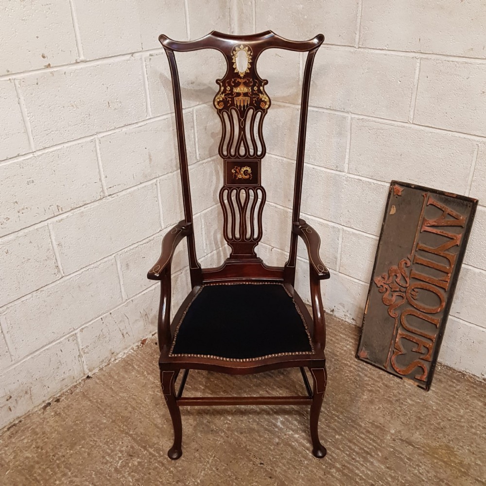 a mahogany high backed art nouveau chair c1890