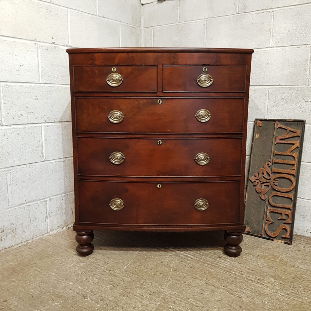 a george 4th bow fronted mahogany 4 height chest of drawers c1820