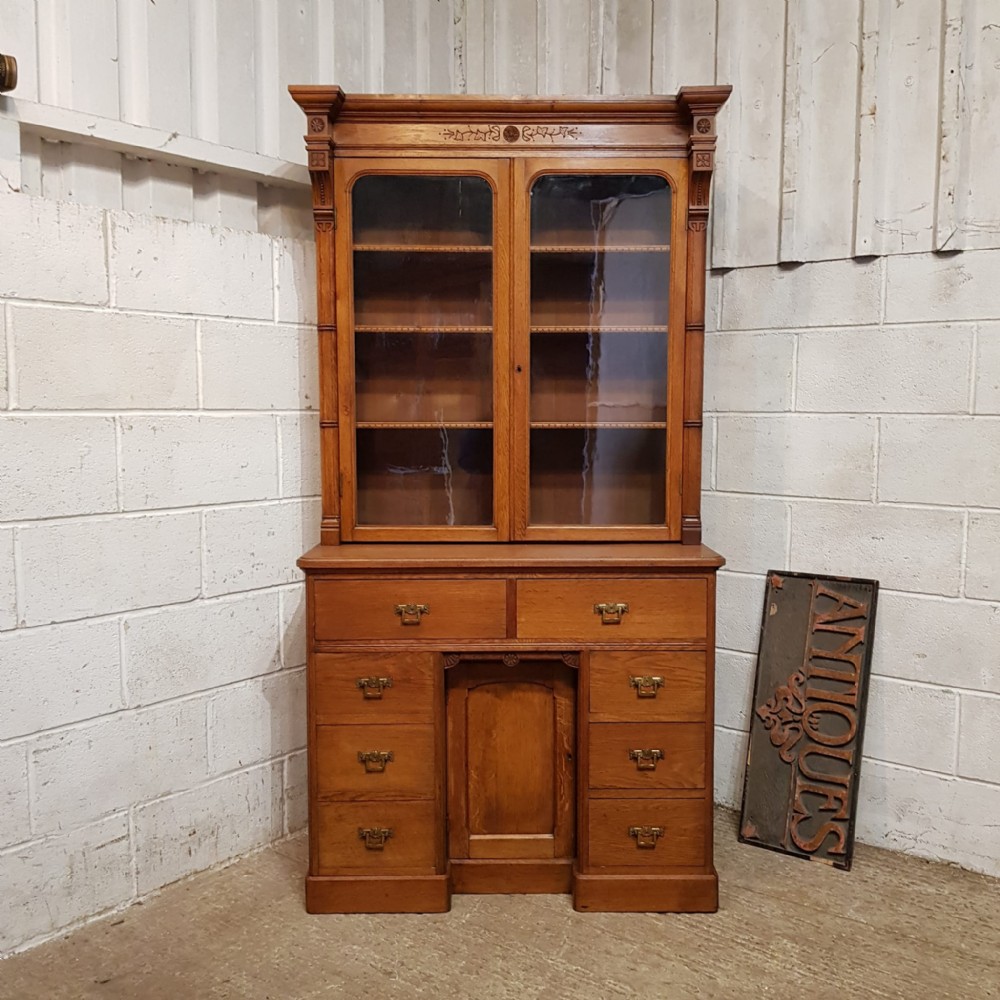 a late victorian oak library bookcase c1890