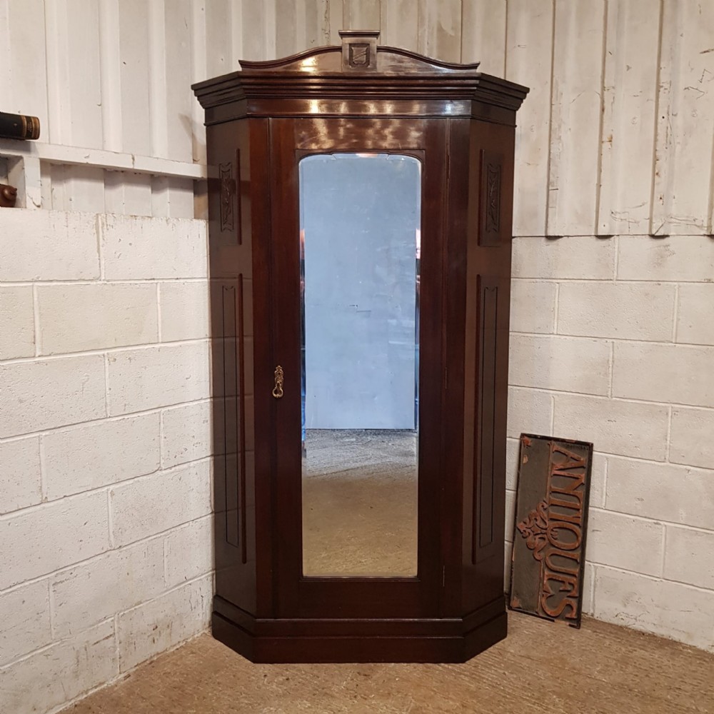 a late victorian mahogany corner wardrobe c1890