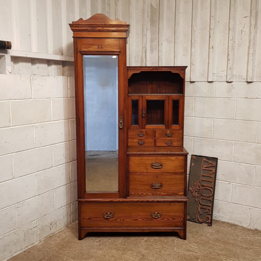 an ash late victorian combination wardrobe c1900