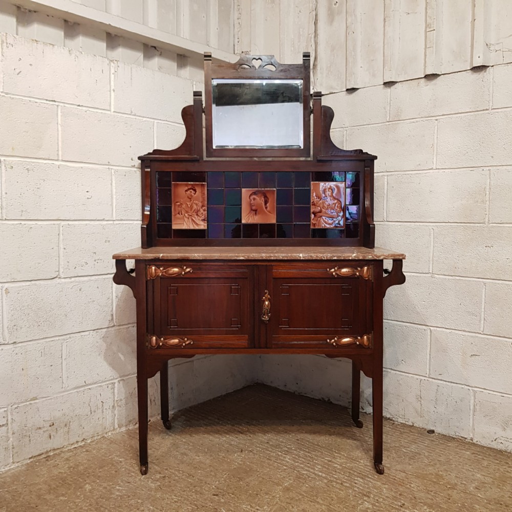 a mahogany art nouveau wash stand c1900