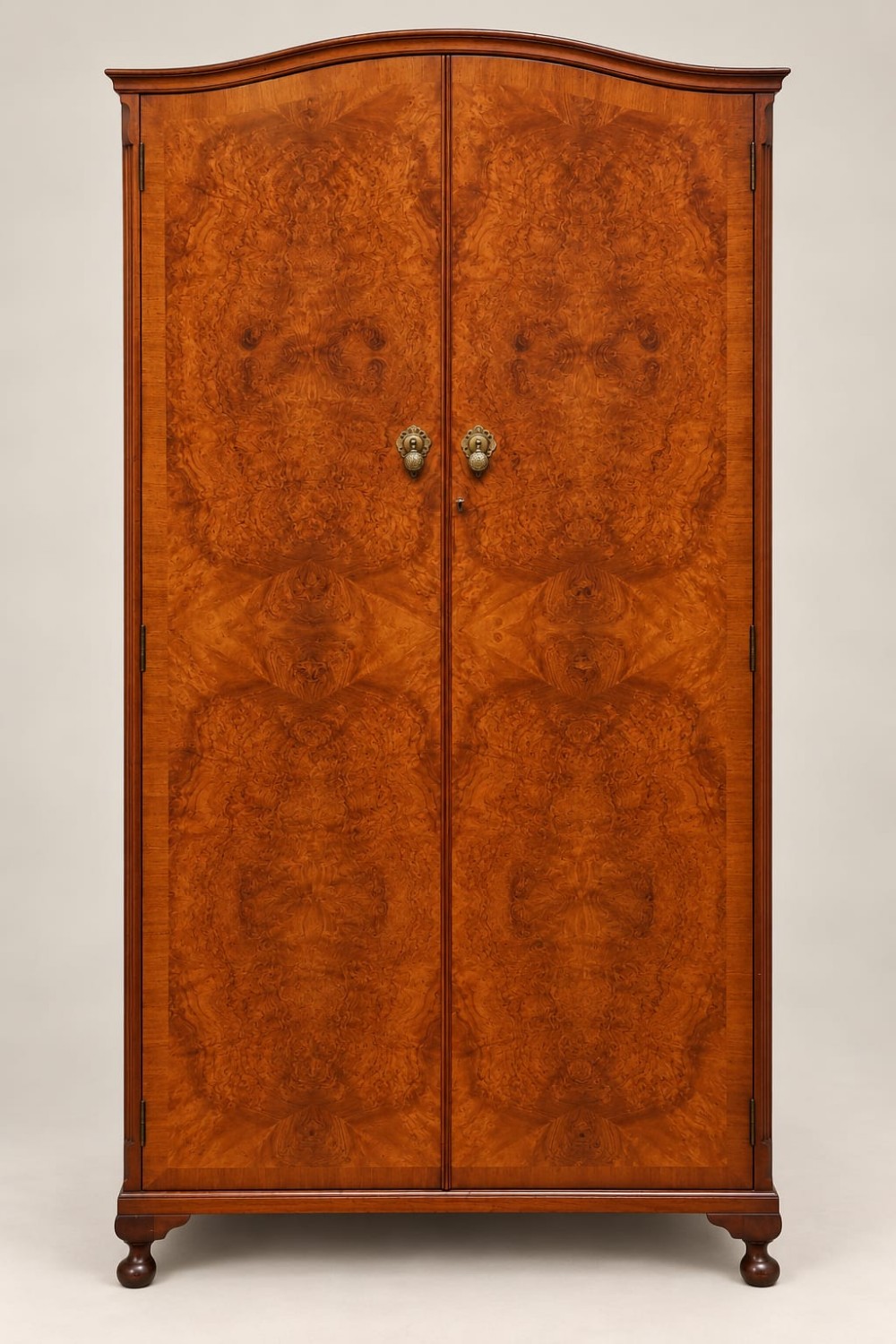 a burr walnut small fitted wardrobe c1920