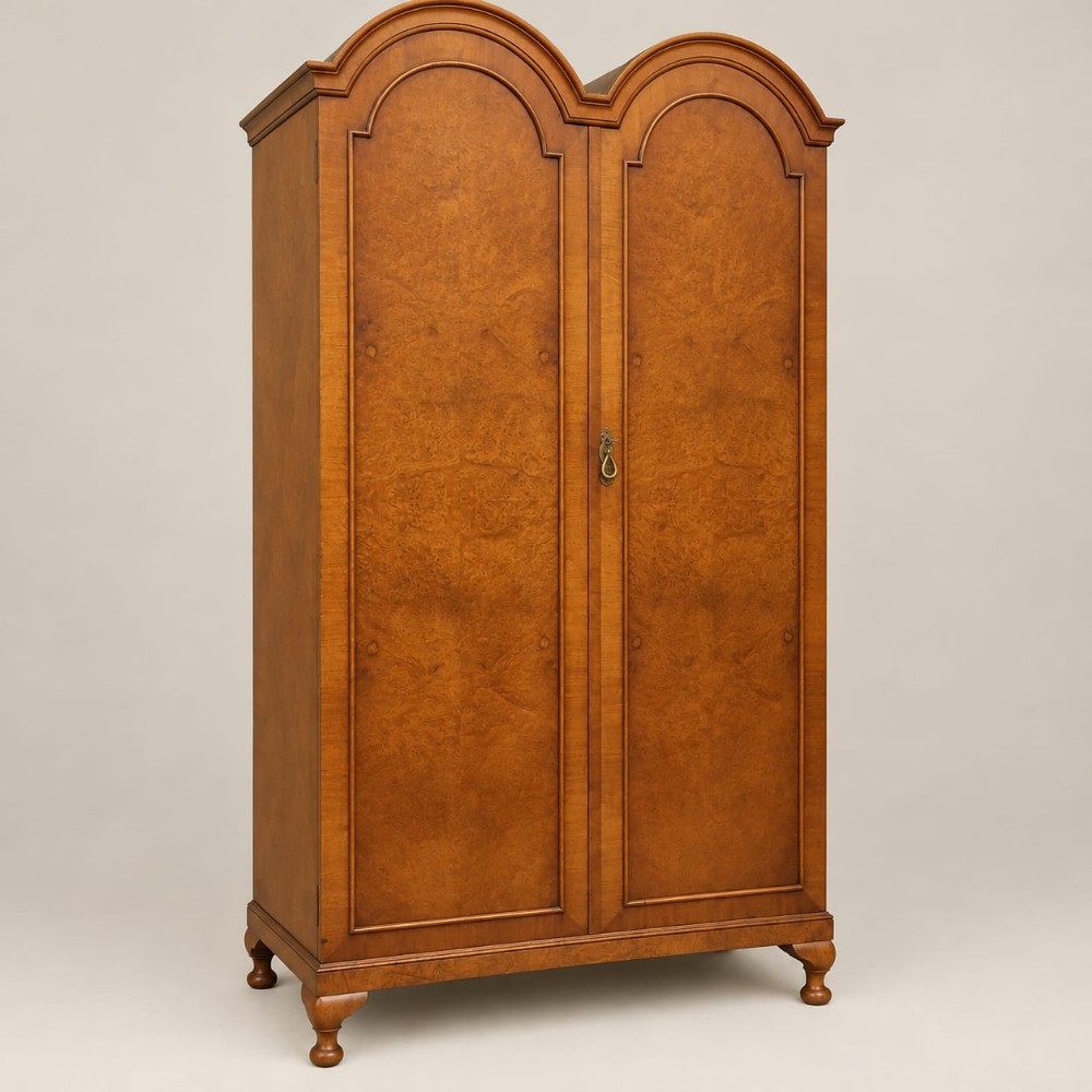a burr walnut dome topped double wardrobe c1920