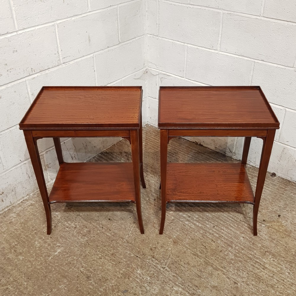 a pair of edwardian mahogany bedside tables c1900