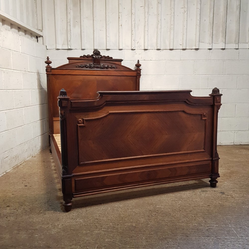 a french rosewood and walnut double bed c1880