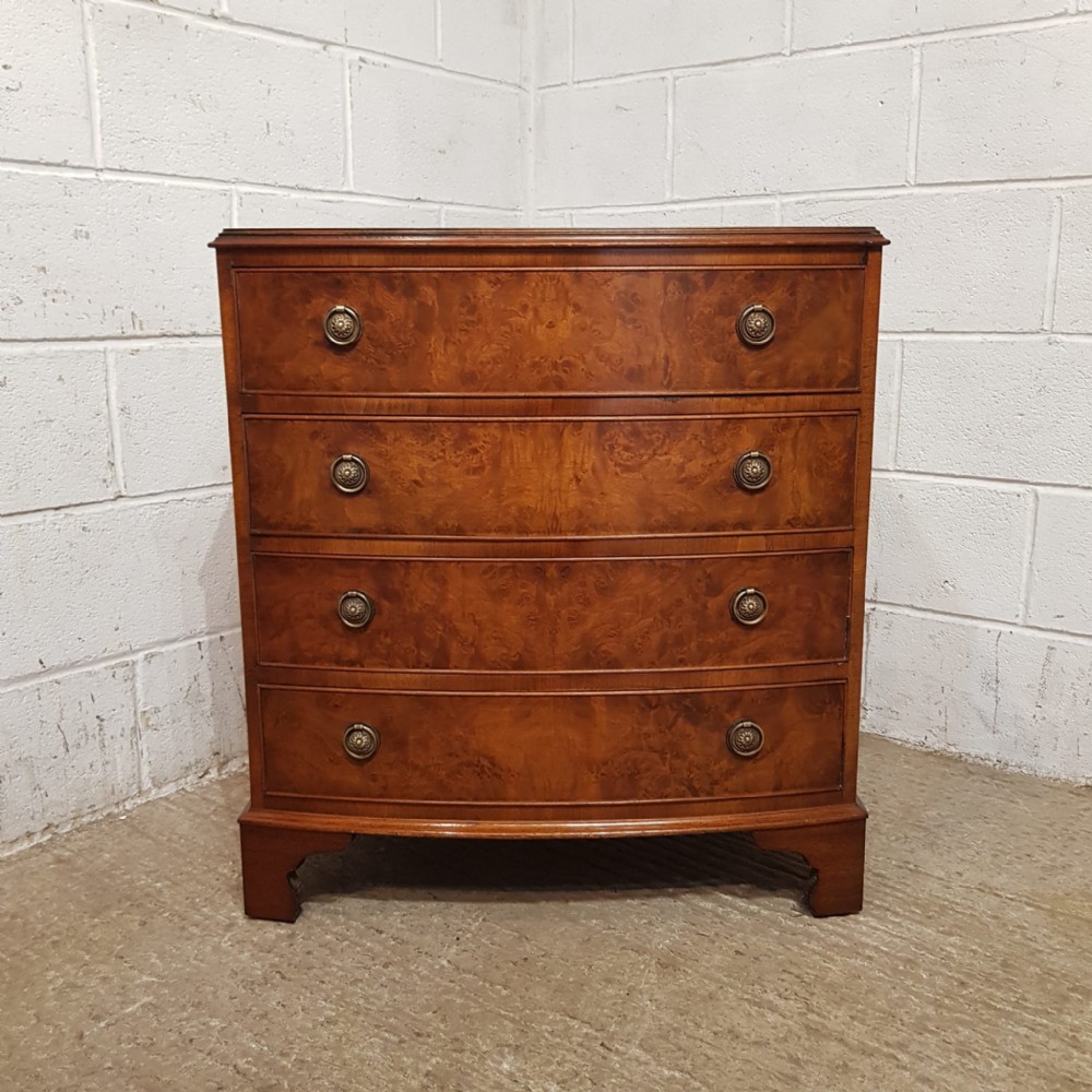 a burr walnut 4 height chest of drawers c1920