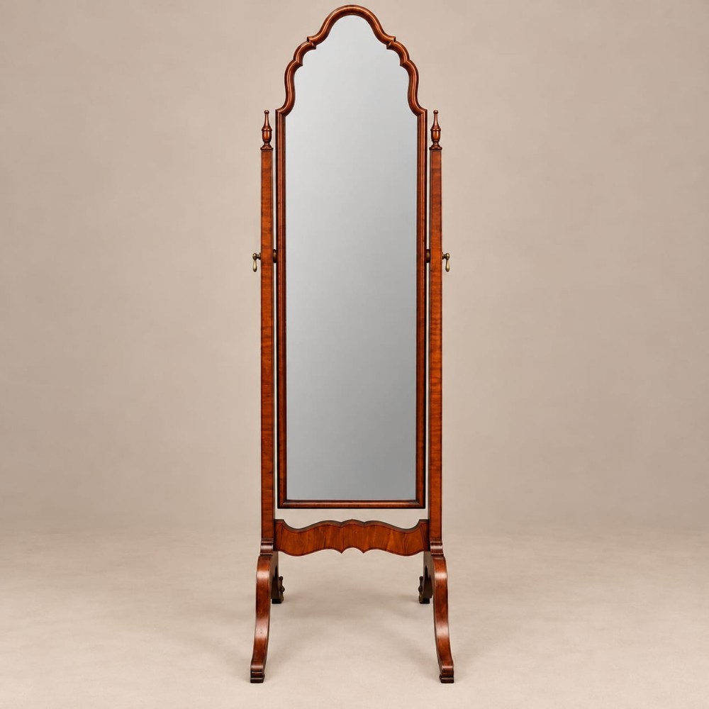 a burr walnut cheval mirror c1920